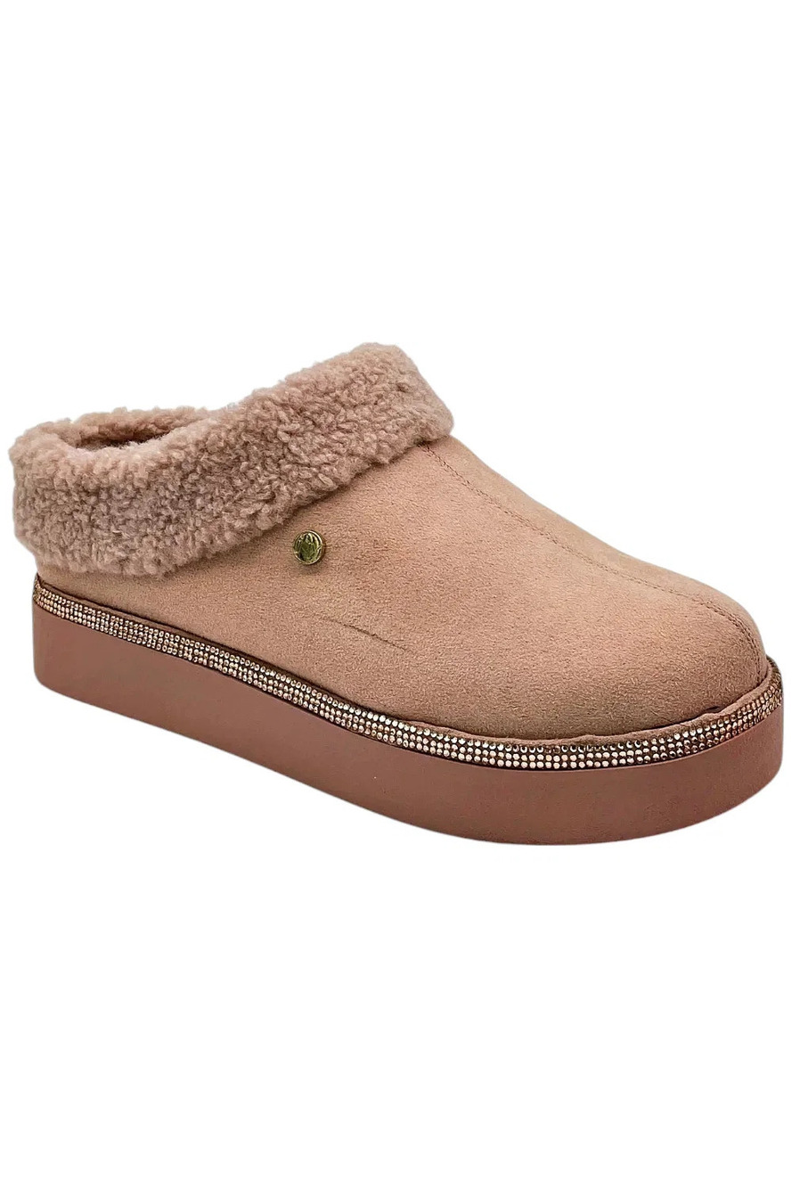 Clean Boss Women's Joy Glamorous Cozy Slippers Blush - Wide